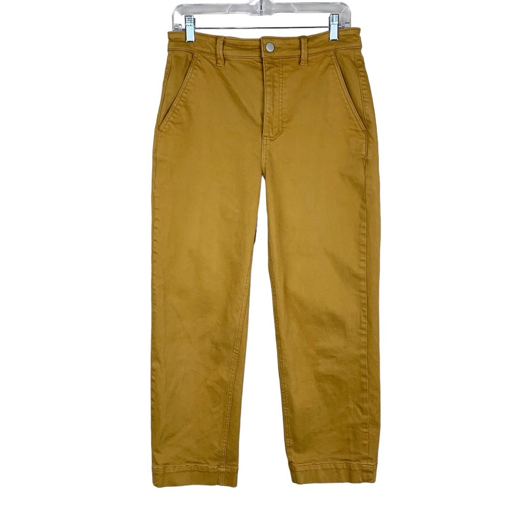 Everlane Cropped Straight Pants Jeans Golden Brown High Rise Stretchy Women's 8